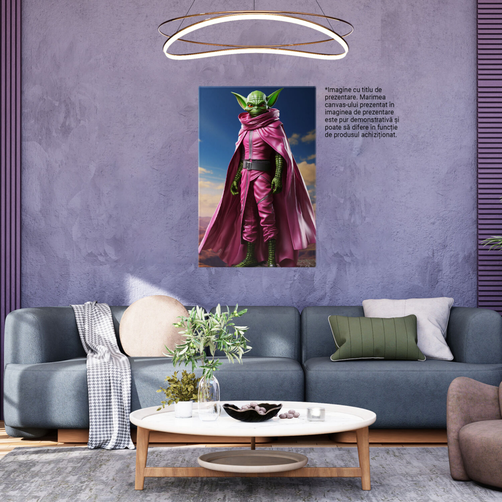 Maestrul Yoda în Costum Roz în Desert - O Pictură Digitală Amuzantă, Marime 40x25CM [4]