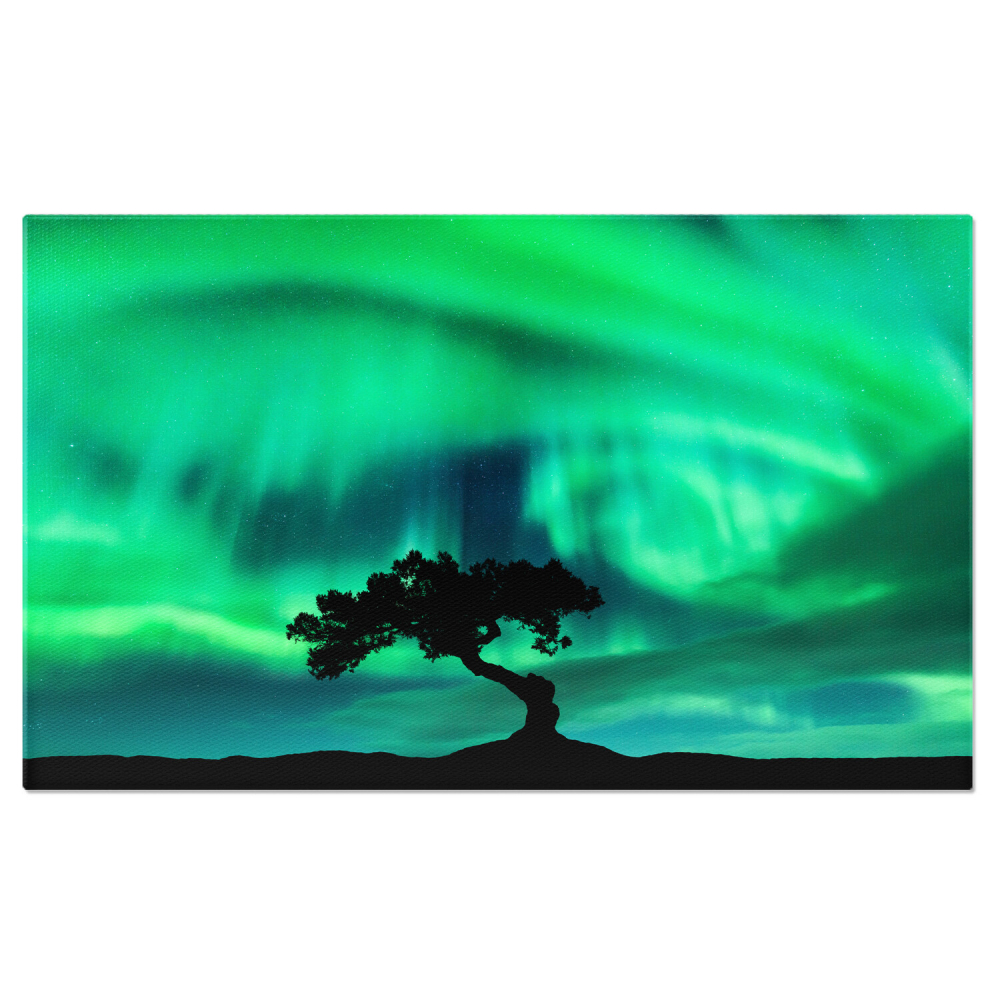 Magie în Pădurea Boreală - Luminile Aurorelor Boreale Dansează Printre Copaci, Marime 40x25CM [1]