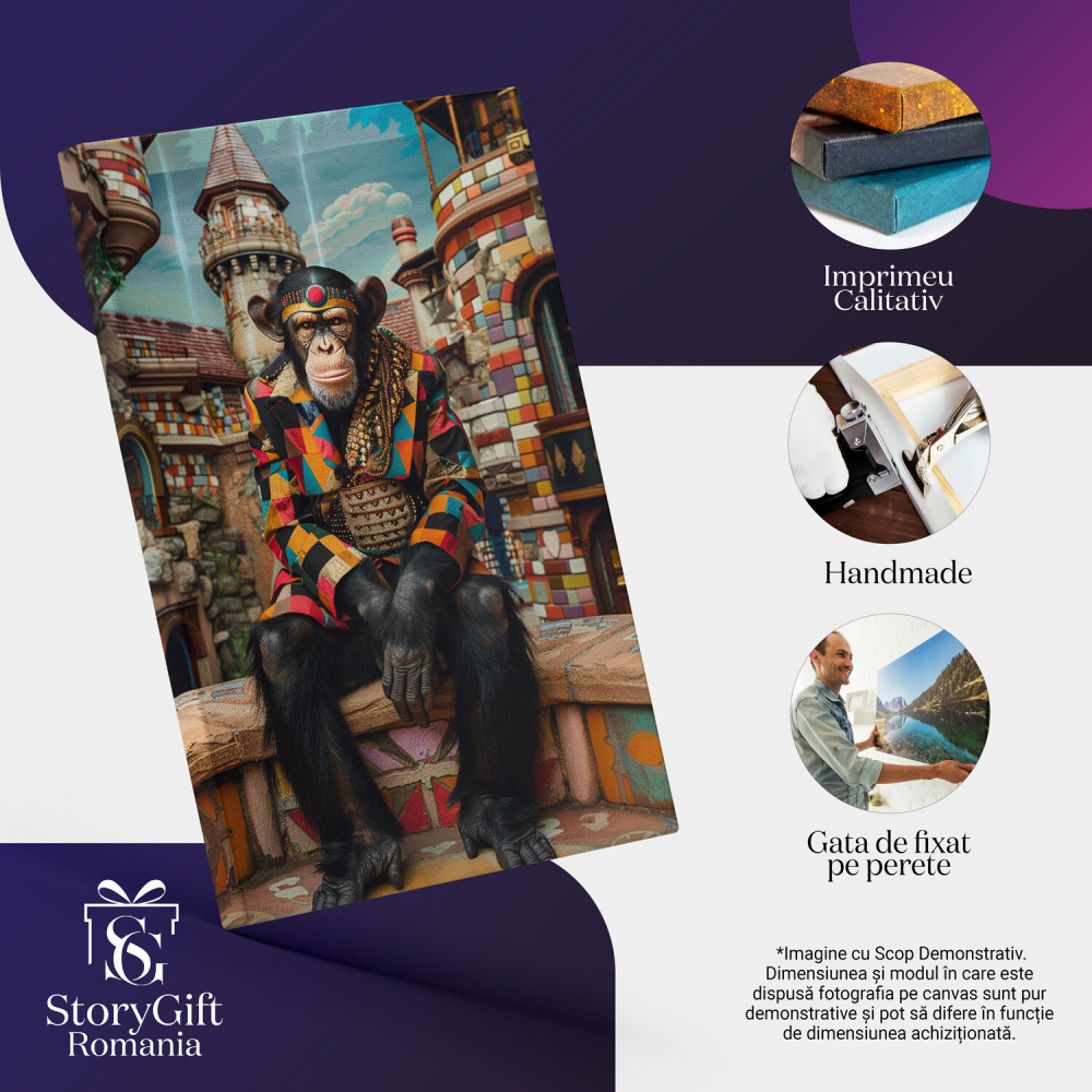 Maimuta Indiana cu Sacou Colorat - Tablou Canvas Digital, Marime 40x25CM [2]
