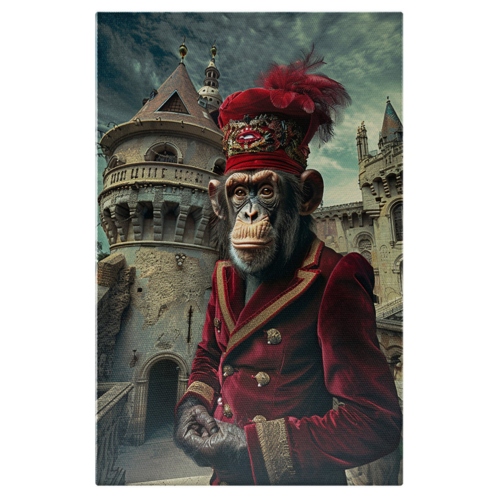 Maimuta Majestică cu Palarie și Pene - Tablou Canvas Digital, Marime 40x25CM [1]