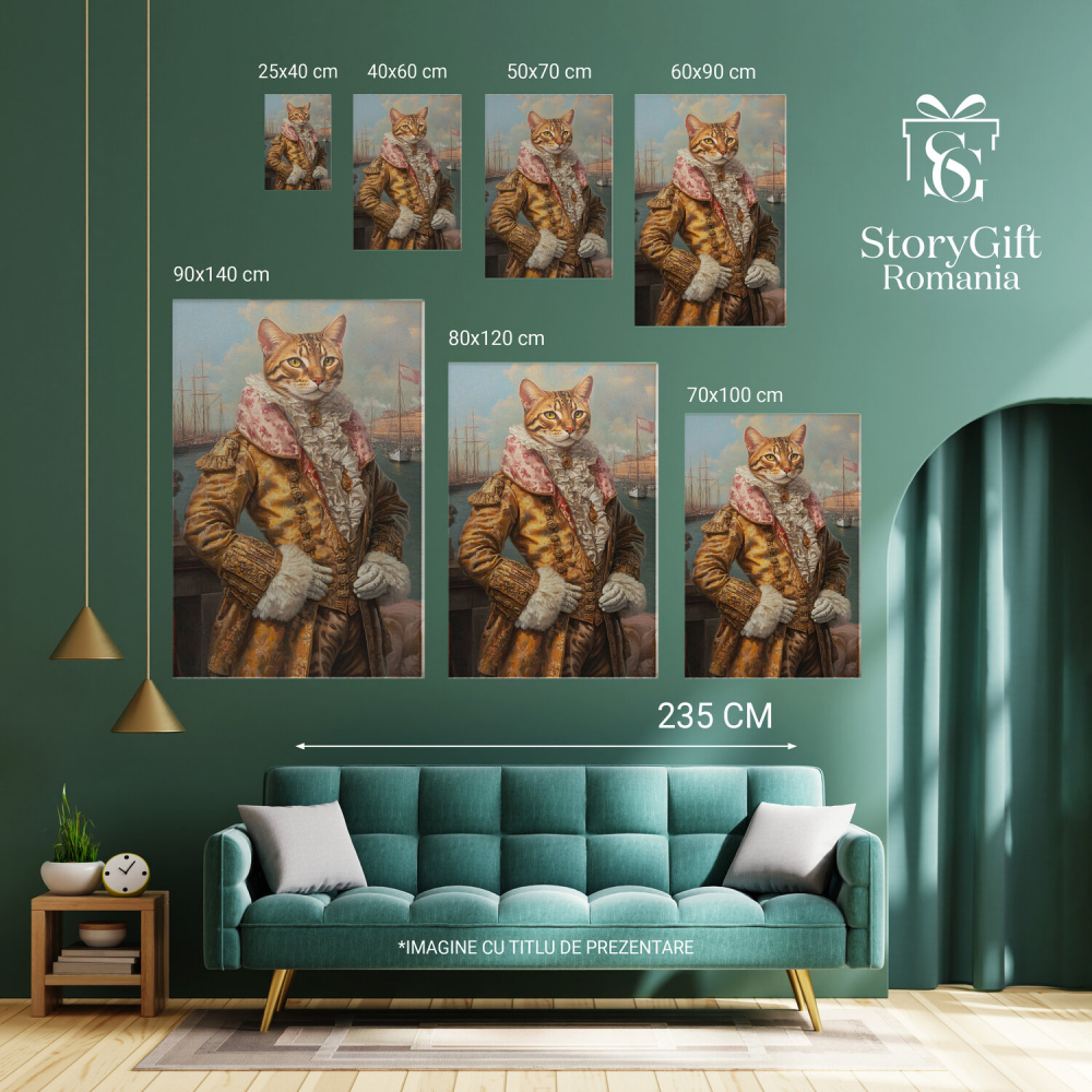  Tablou Canvas Personalizat Marchiz Regal Cu Ținută Galbenă Aurie Și Blană AlbăMarime 140x90CM [6]