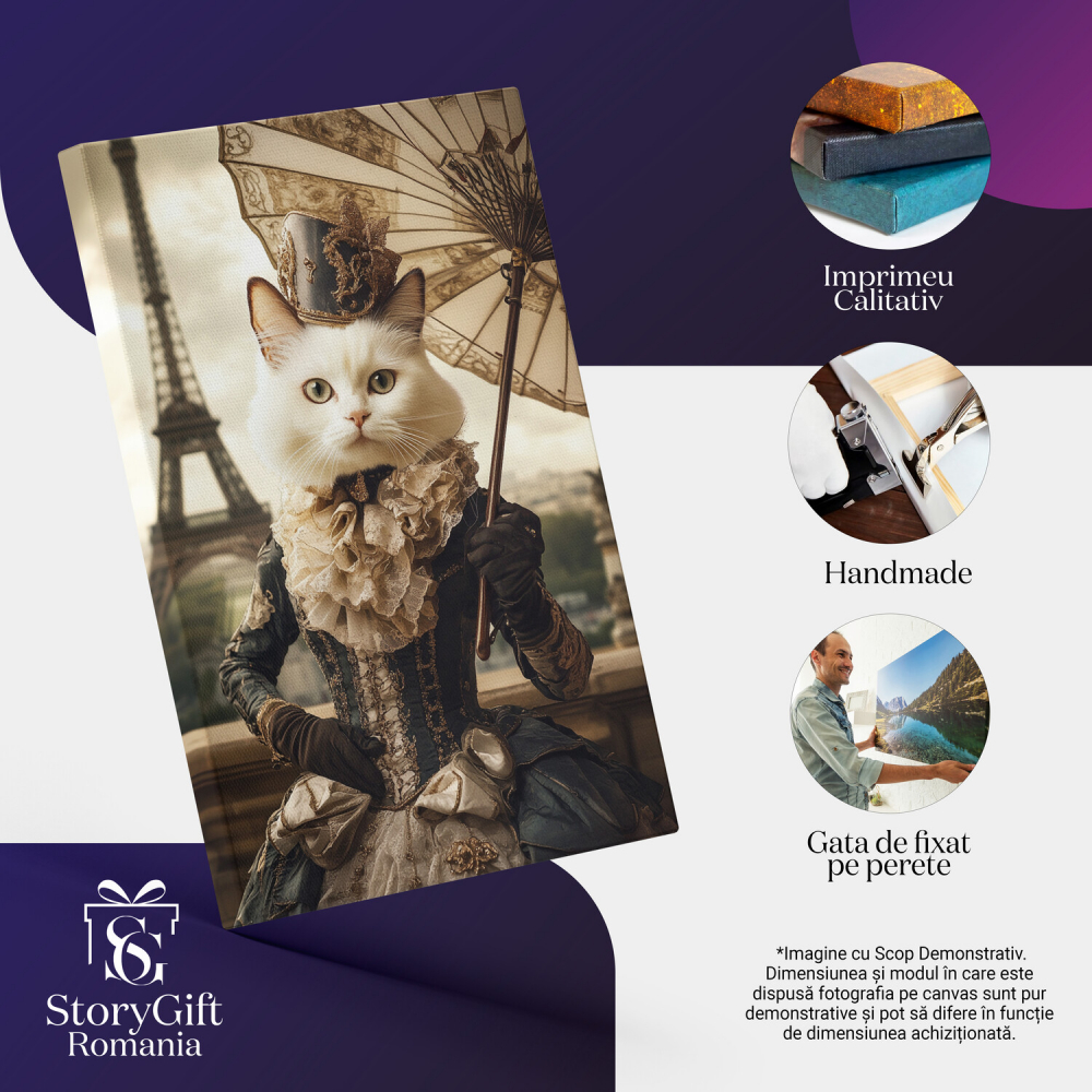 Tablou Canvas Personalizat - Animal Marchiz în Paris cu Umbrelă
Marime 40x25CM [4]