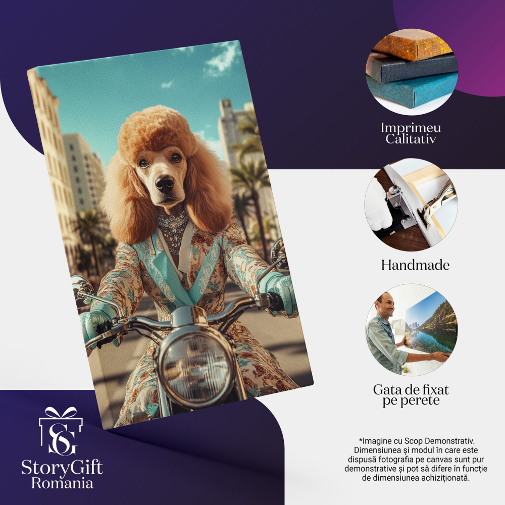  Tablou Canvas Personalizat Marchiză Regală Pe Motocicletă Vintage Pe Străzile Din EuropaMarime 40x25CM [4]