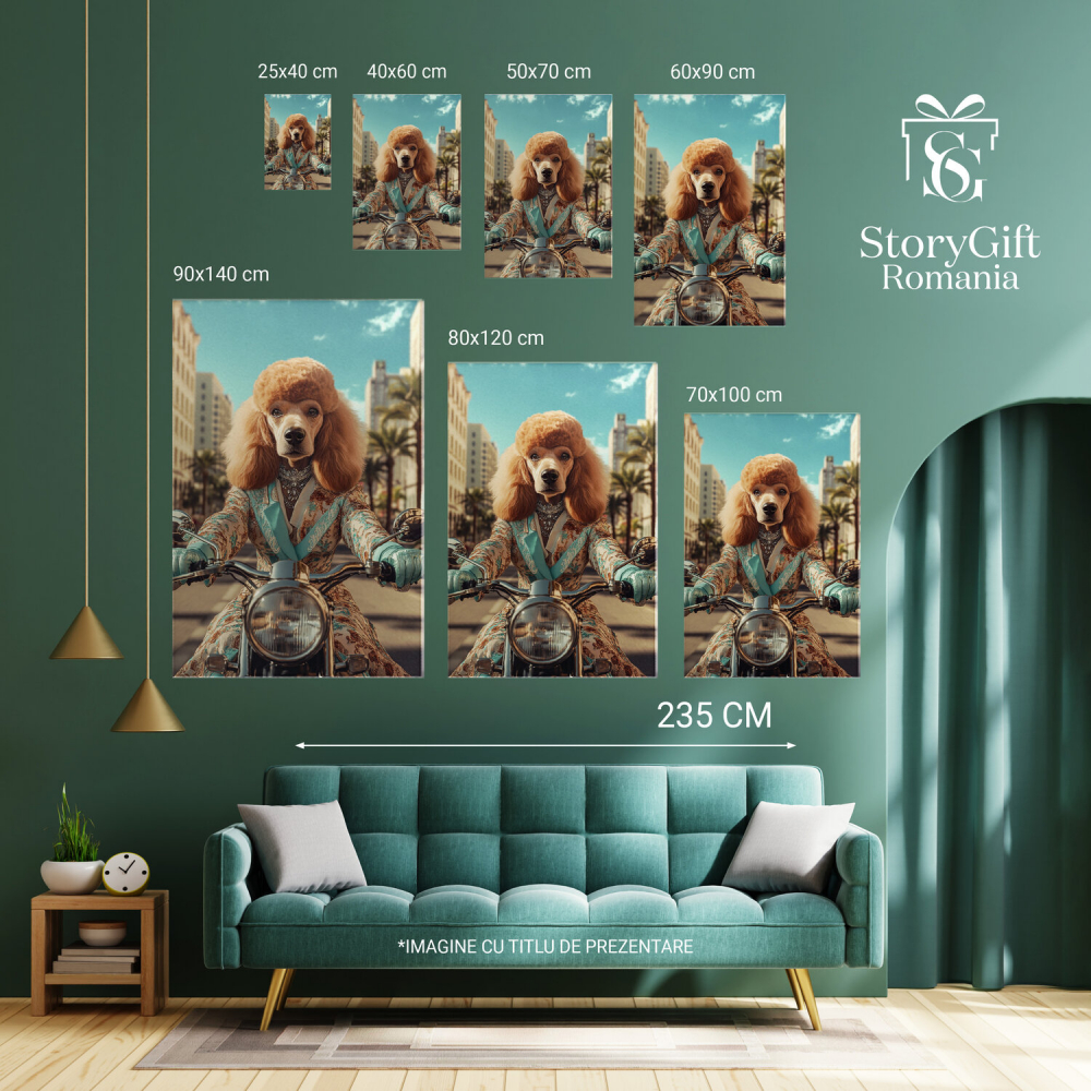  Tablou Canvas Personalizat Marchiză Regală Pe Motocicletă Vintage Pe Străzile Din EuropaMarime 40x25CM [6]