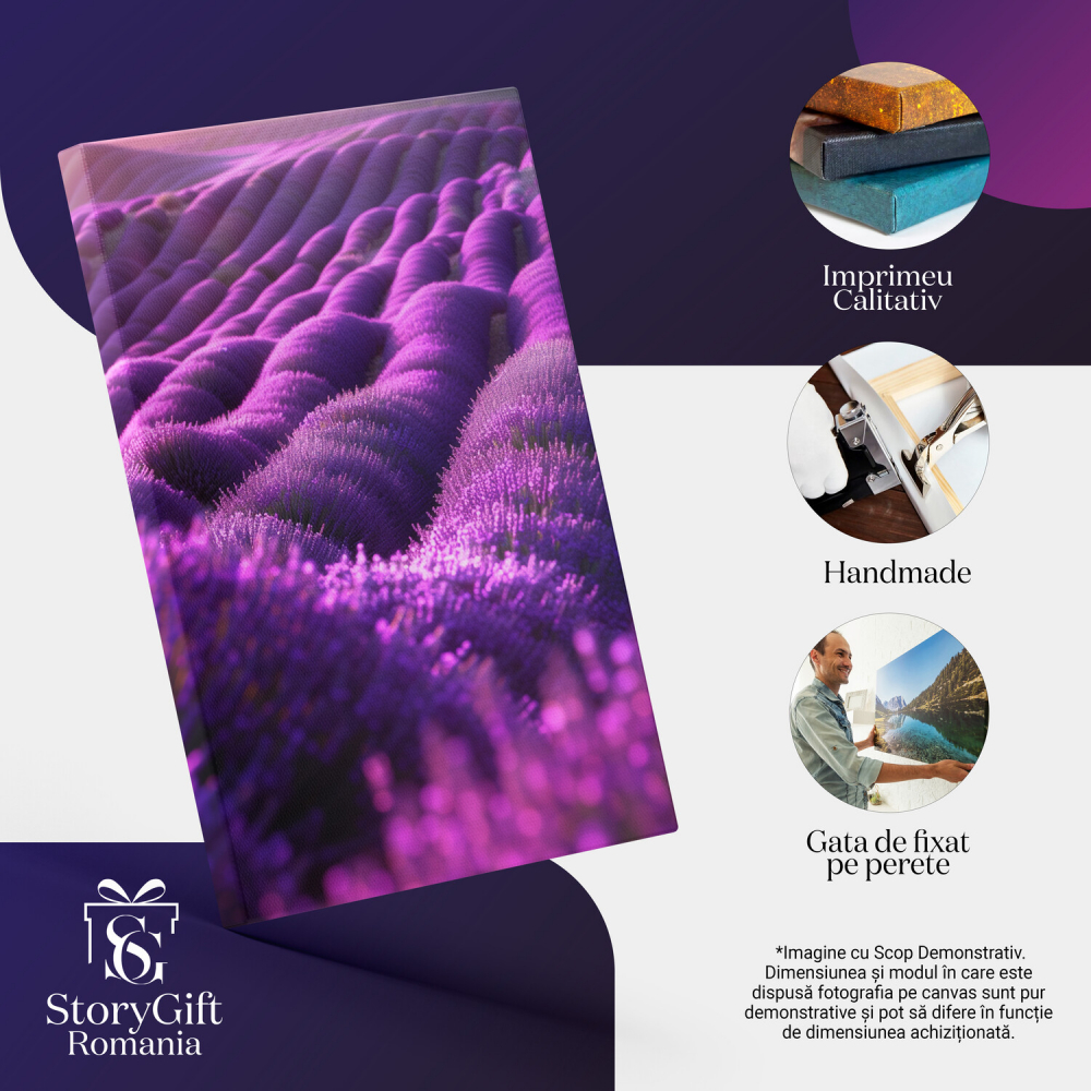 „Tablou Canvas Marea Mov de Lavandă Culcată de Vântul ce Adie Ușor”, Marime 40x25CM [2]