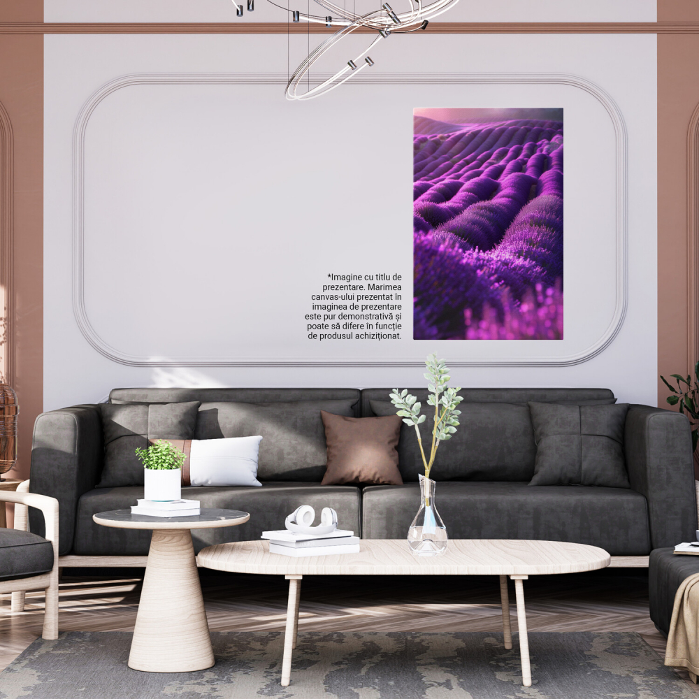 „Tablou Canvas Marea Mov de Lavandă Culcată de Vântul ce Adie Ușor”, Marime 40x25CM [4]