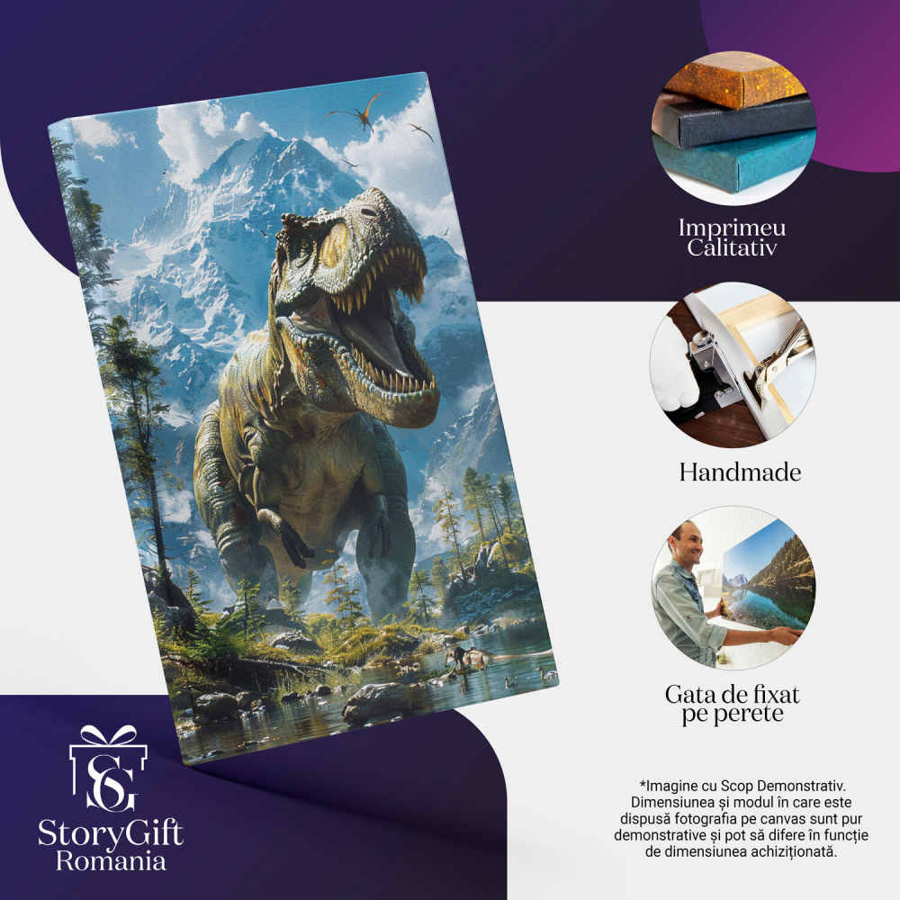 Marele Dinozaur Îngrozitor Prinde Păsările - Tablou Canvas, Marime 40x25CM [2]