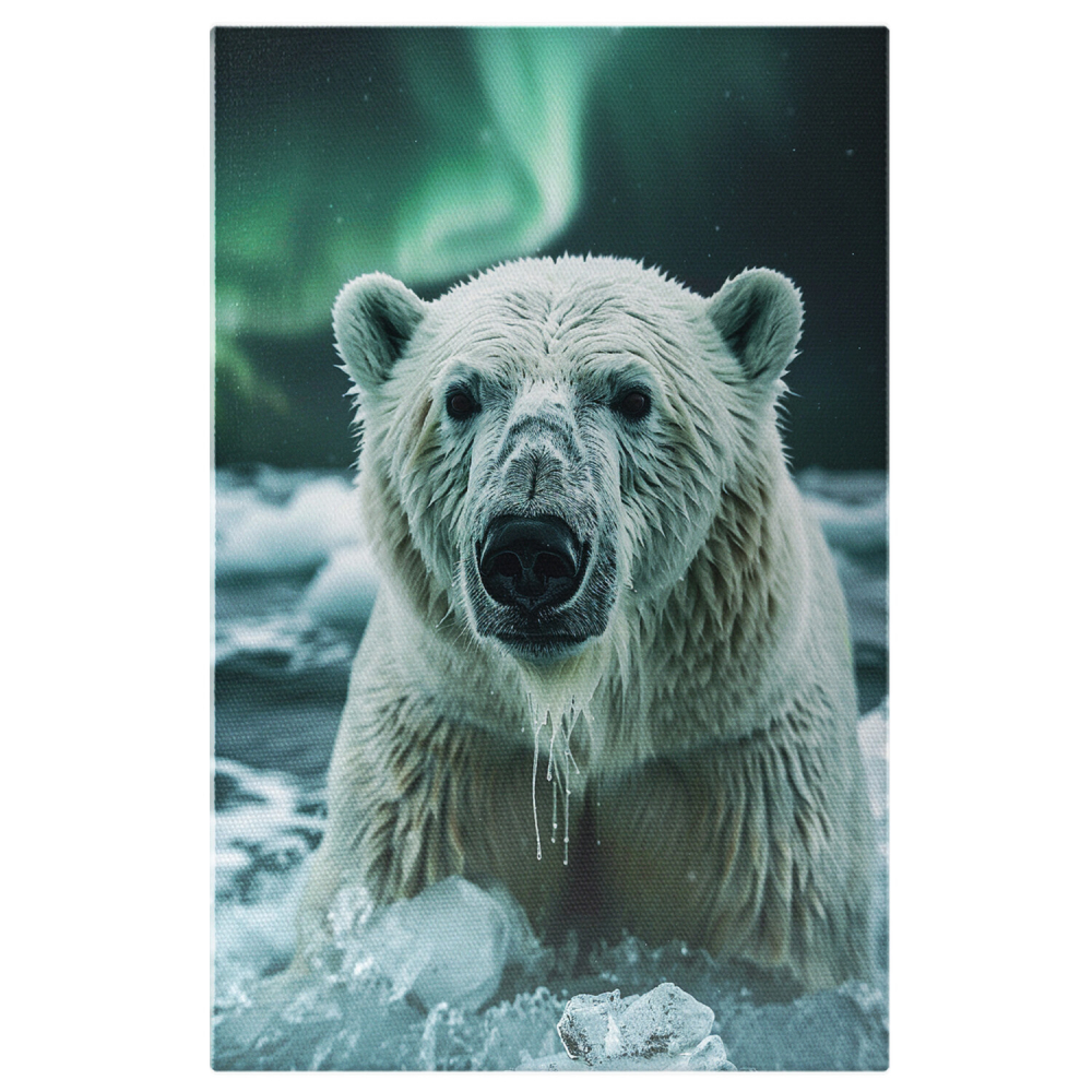 Urs Polar Alb cu Blană Udată în Apă Înghețată, Privind Cerul Înstelat, Marime 40x25CM [1]