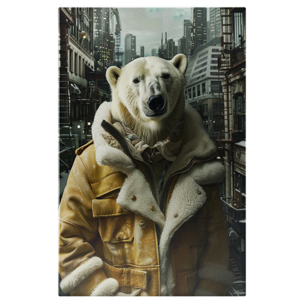 Urs Polar Alb în Haină Groasă Galbenă – Pictură Digitală, Marime 40x25CM [1]