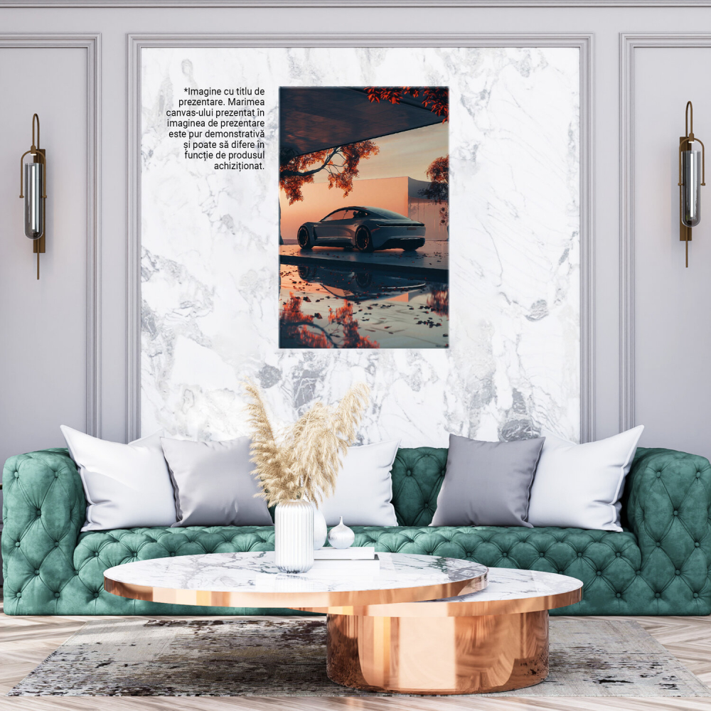 Mașină Albă de Lux lângă Piscină - Tablou Canvas Elegant, Marime 90x60CM [3]