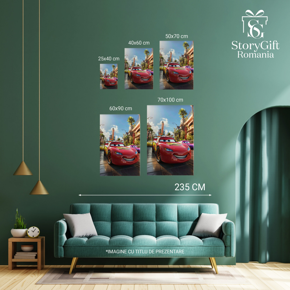 Fulger McQueen - Pictură Digitală cu Ochi Albaștri și Zâmbet Alb, Marime 40x25CM [3]