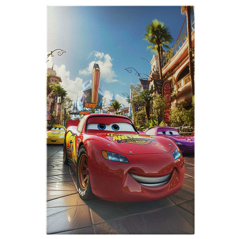 Fulger McQueen - Pictură Digitală cu Ochi Albaștri și Zâmbet Alb, Marime 40x25CM [1]