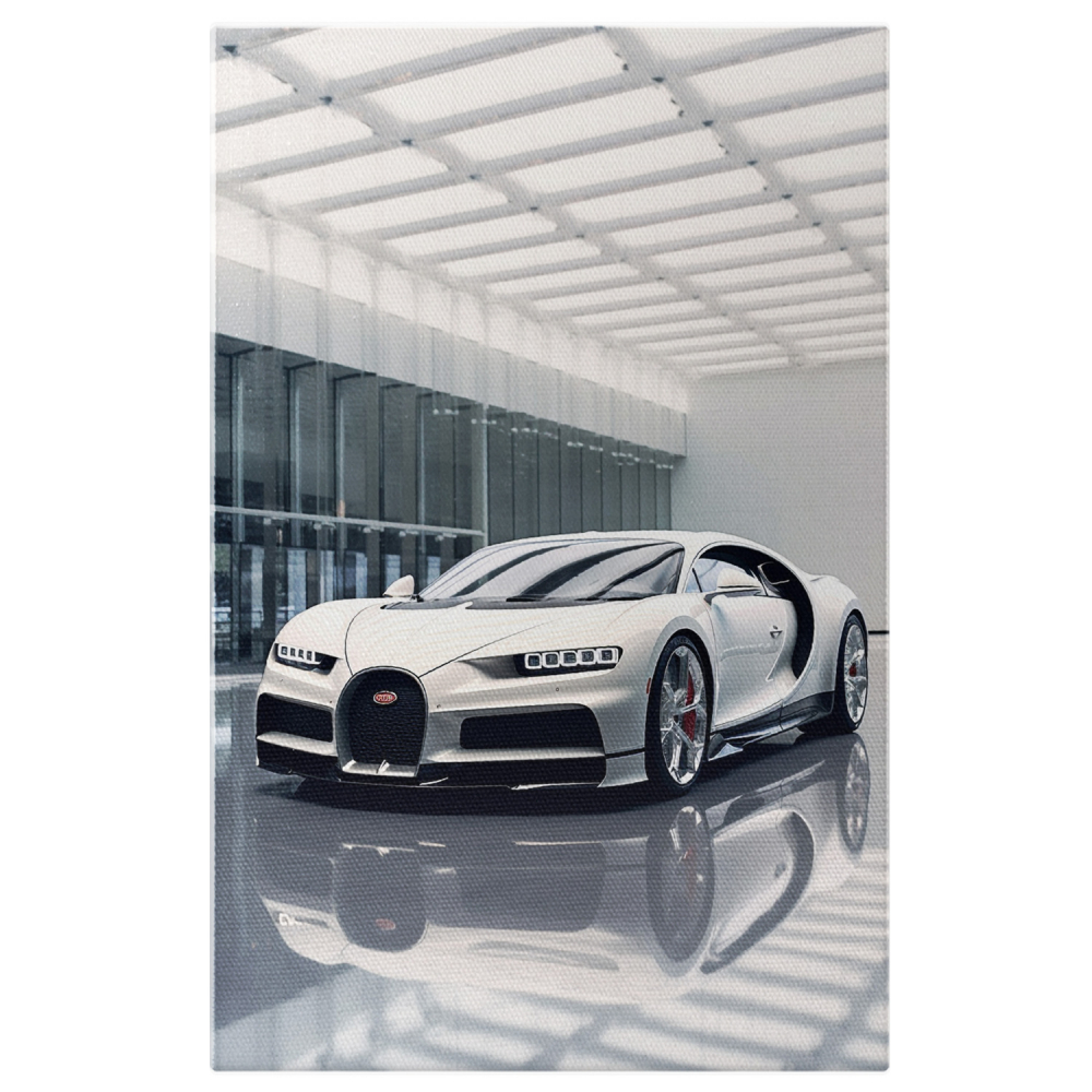 Bugatti Alb – Pictură Digitală a unei Mașini de Lux, Marime 40x25CM [1]