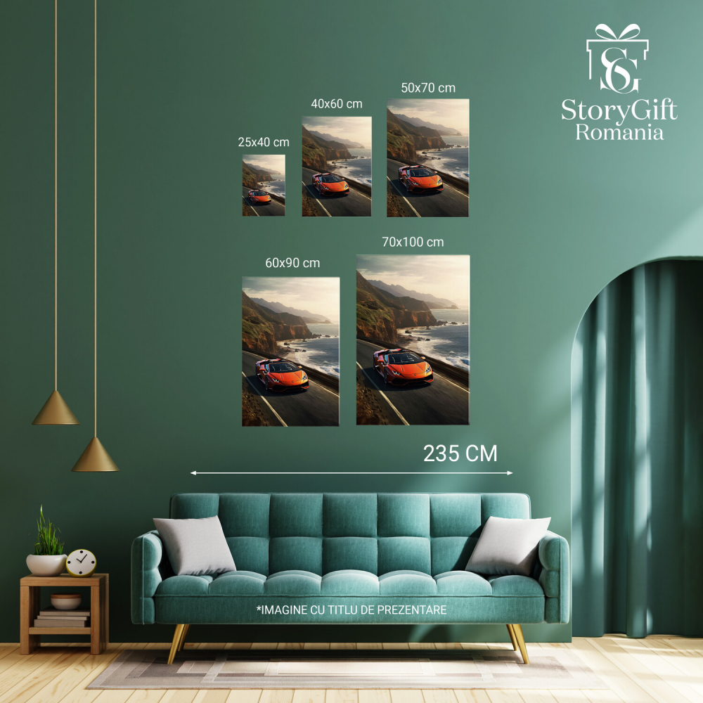 Tablou Canvas Lamborghini pe Plajă, Marime 40x25CM [3]