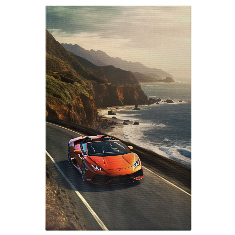 Tablou Canvas Lamborghini pe Plajă, Marime 40x25CM [1]