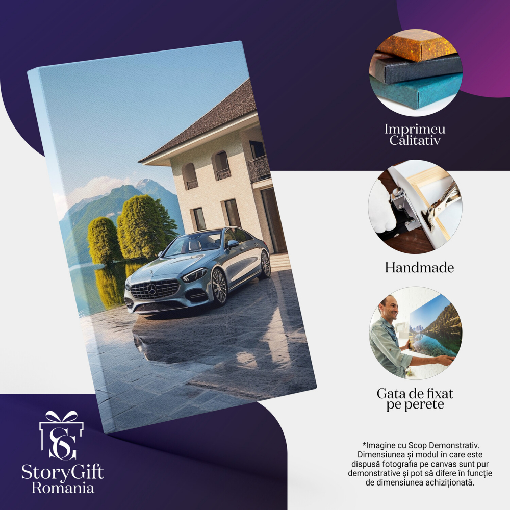 Mașina de Lux Mercedes - Bolid în Fața Casei - Pictură Digitală, Marime 40x25CM [2]