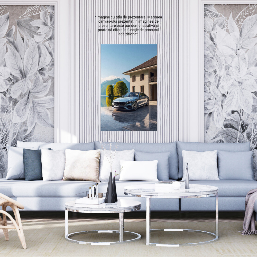 Mașina de Lux Mercedes - Bolid în Fața Casei - Pictură Digitală, Marime 40x25CM [4]