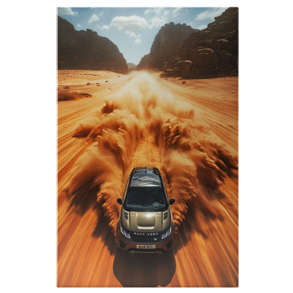 Range Rover Gri în Viteză prin Deșert - Pictură Digitală, Marime 40x25CM [1]