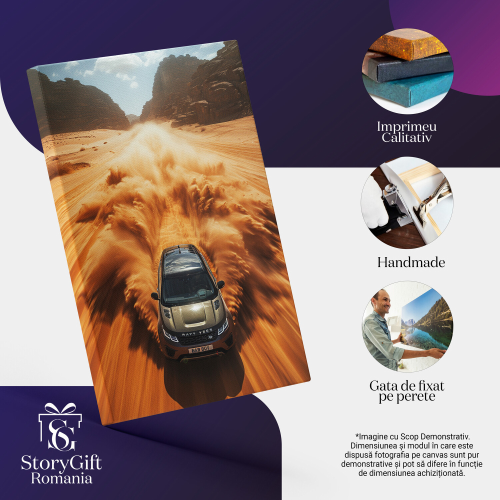 Range Rover Gri în Viteză prin Deșert - Pictură Digitală, Marime 40x25CM [2]