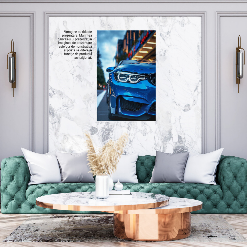 Mașină Lux Albastră cu Far Sclipitor în Fața unui Mall, Marime 40x25CM [3]