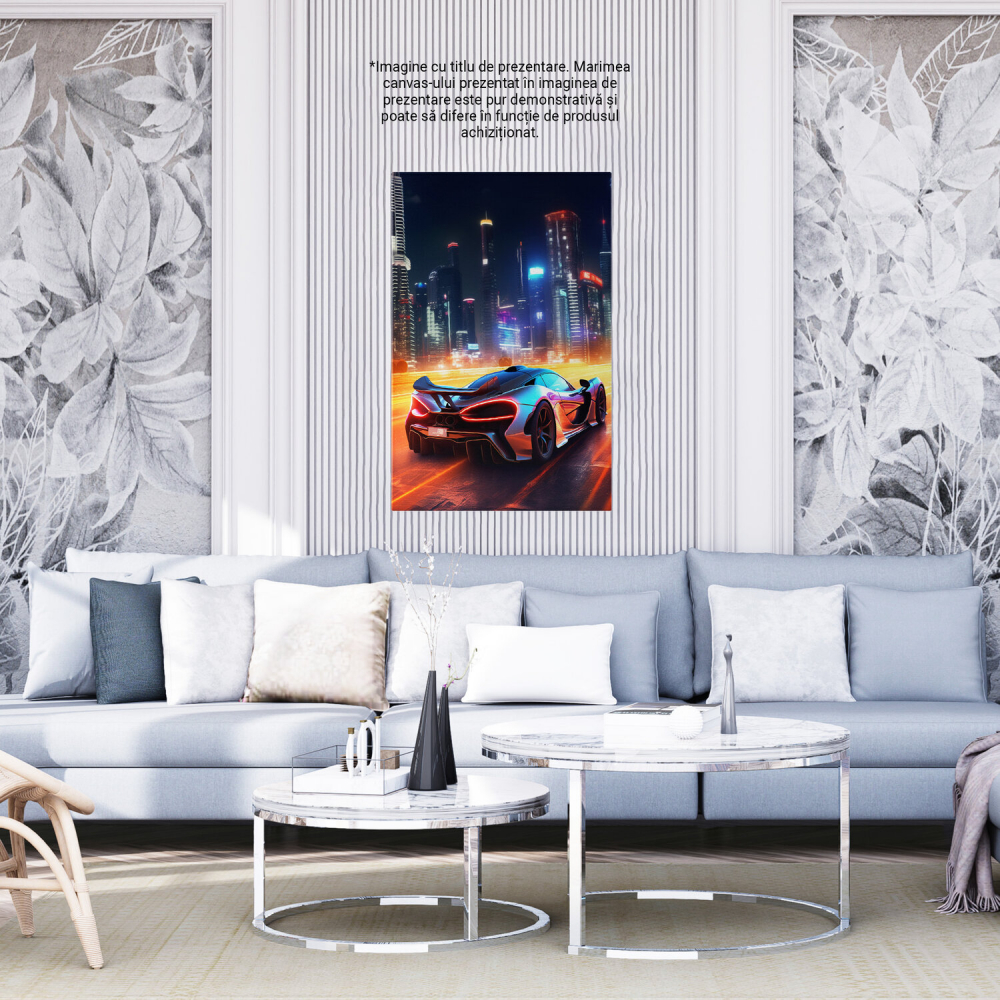 Tablou Canvas McLaren Văzut din Spate pe Strada Noaptea | Pictură Digitală, Marime 40x25CM [4]