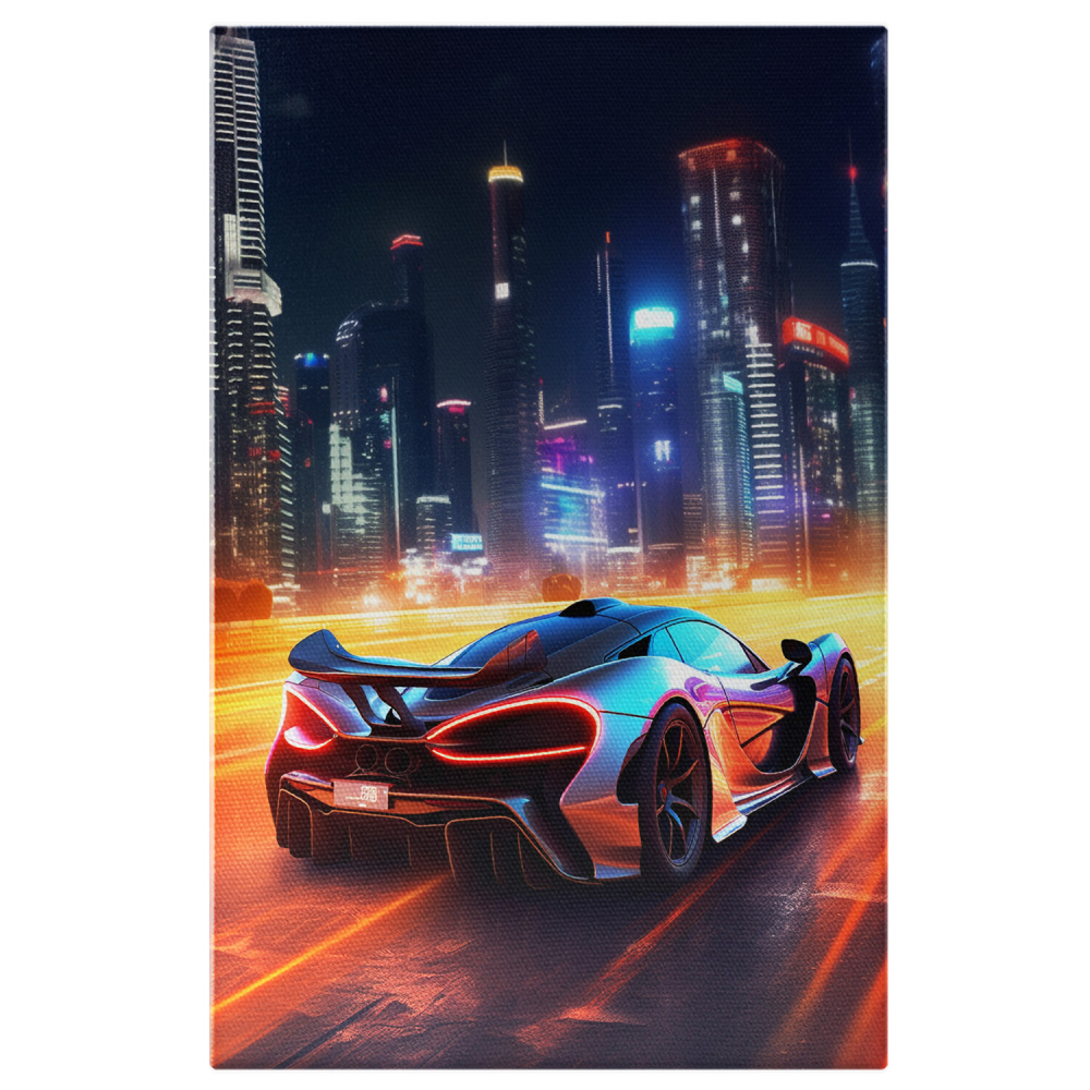 Tablou Canvas McLaren Văzut din Spate pe Strada Noaptea | Pictură Digitală, Marime 40x25CM [1]