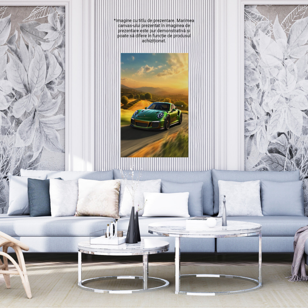 Tablou Canvas Porsche Viteză pe Șosea Verde, Marime 40x25CM [4]