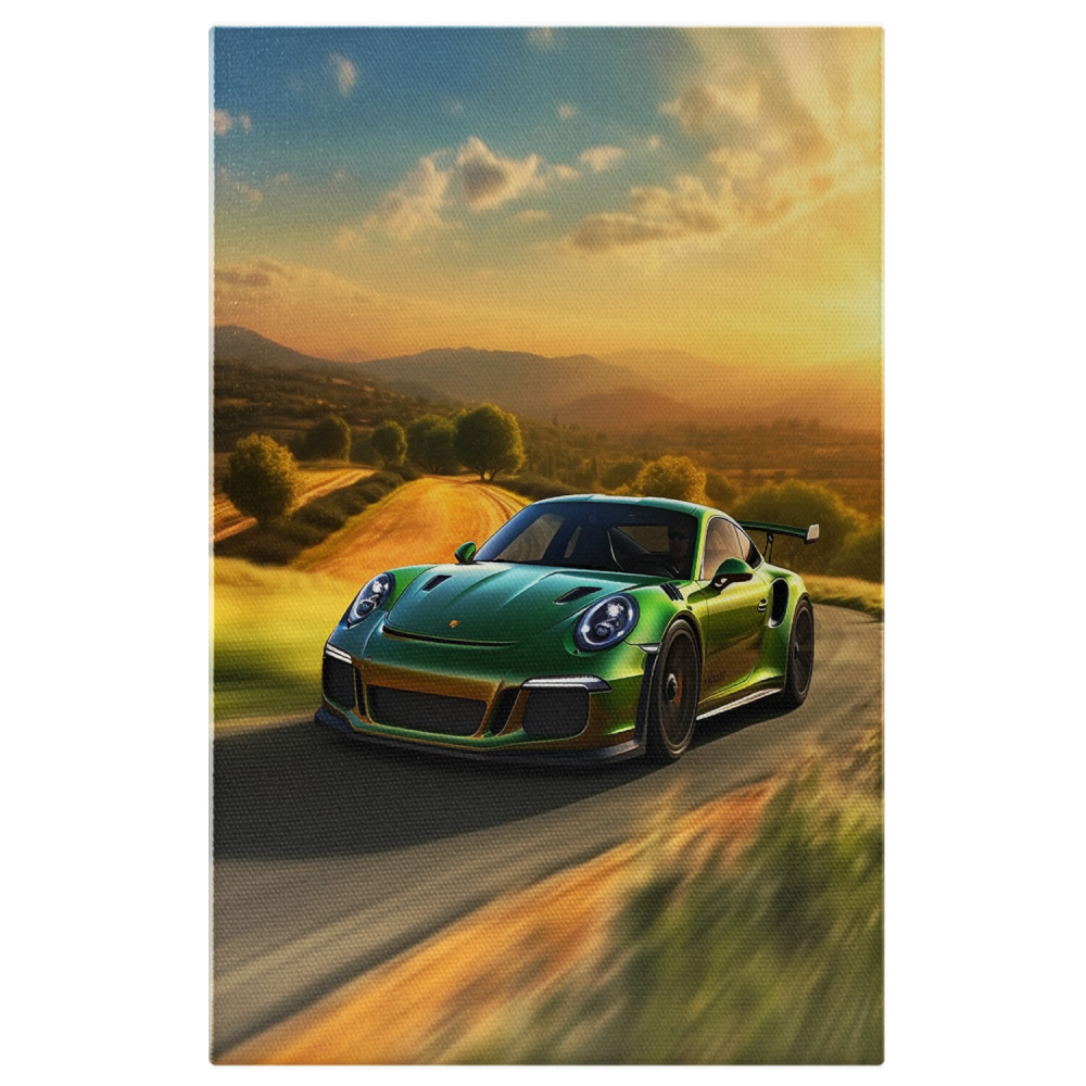 Tablou Canvas Porsche Viteză pe Șosea Verde, Marime 40x25CM [1]