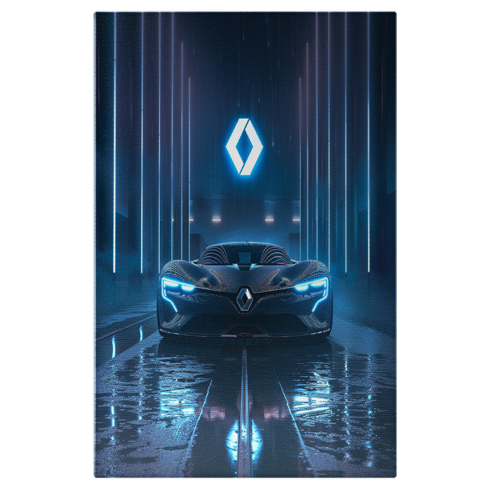 Mașină Sport Renault Strălucitoare pe Stradă Umedă - Tablou Canvas, Marime 40x25CM [1]