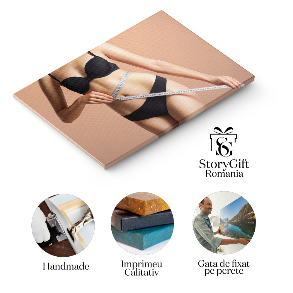 Tablou Canvas Măsurarea Sănătății: Femeia și Silueta în Armonie, Marime 40x25CM [2]