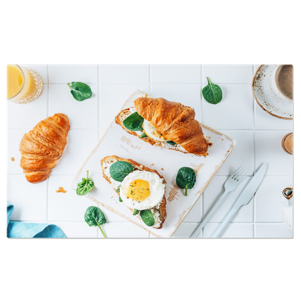 Tablou Canvas Mic Dejun Delicios: Croissant, Ouă și Suc de Portocale, Marime 40x25CM [1]