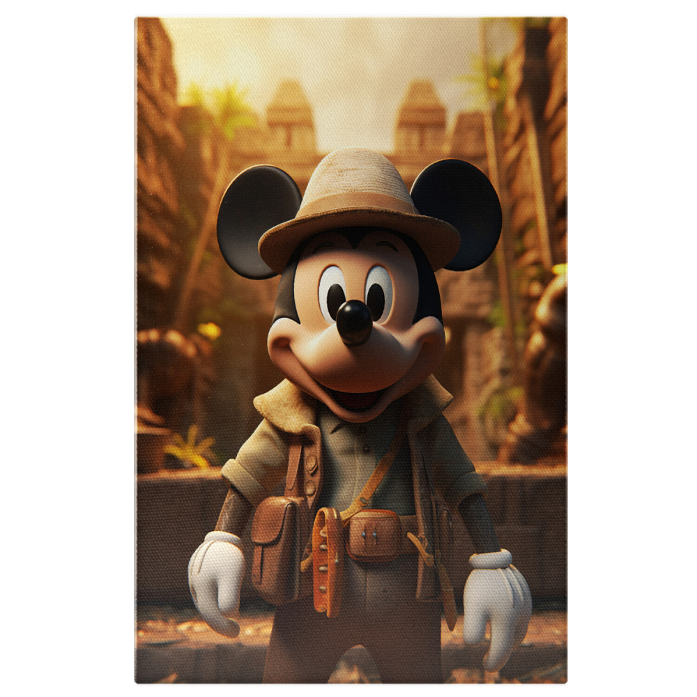 Mickey Mouse în Templul Antic - Aventură în Junglă cu Pălărie și Geantă Portocalie, Marime 40x25CM [1]