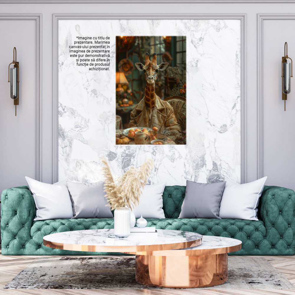 Mică Girafă cu Urechi Lungi în Haină de Iarnă - Tablou Canvas, Marime 40x25CM [3]