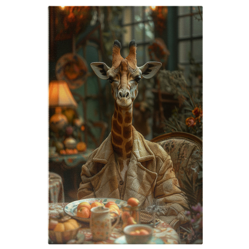 Mică Girafă cu Urechi Lungi în Haină de Iarnă - Tablou Canvas, Marime 40x25CM [1]