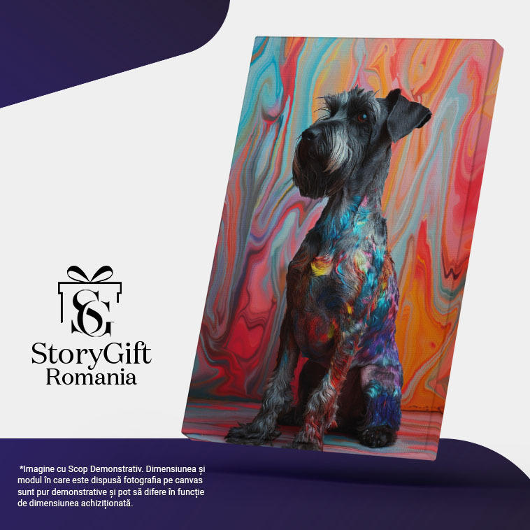 Tablou Canvas: Mirația Vălurită de pe Pereții Curgători Câine Pozat din Profil Serios Pictura Digitala 40x25CM [5]