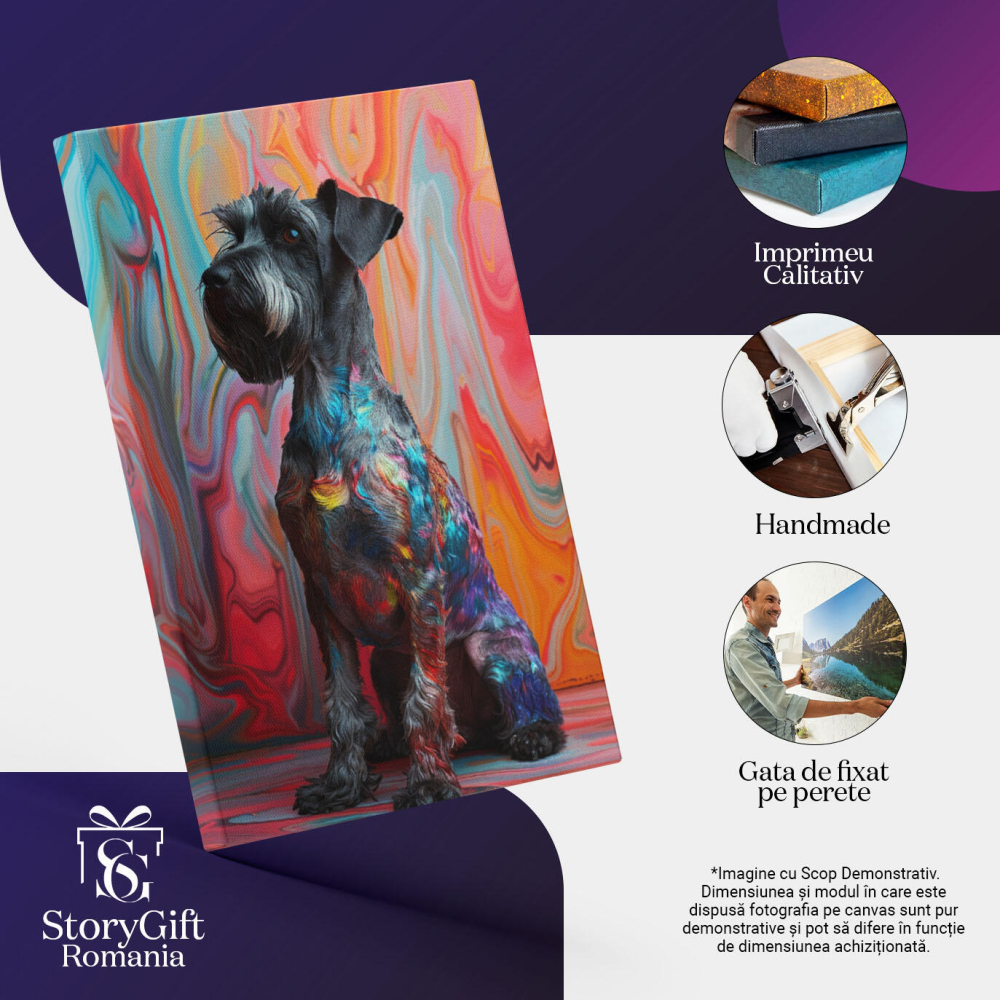 Tablou Canvas: Mirația Vălurită de pe Pereții Curgători Câine Pozat din Profil Serios Pictura Digitala 40x25CM [3]