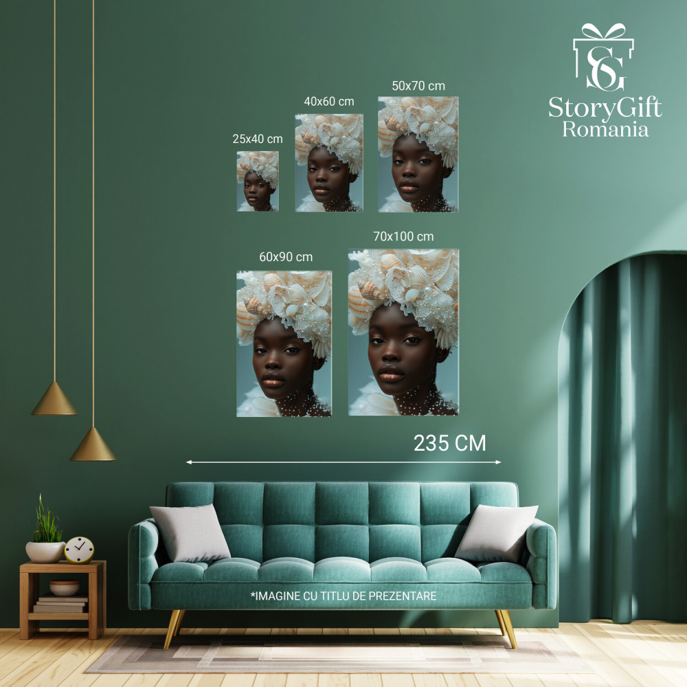 Misterul Mării - Tablou Canvas cu Portretul Fetei și Scoici, Marime 40x25CM [4]