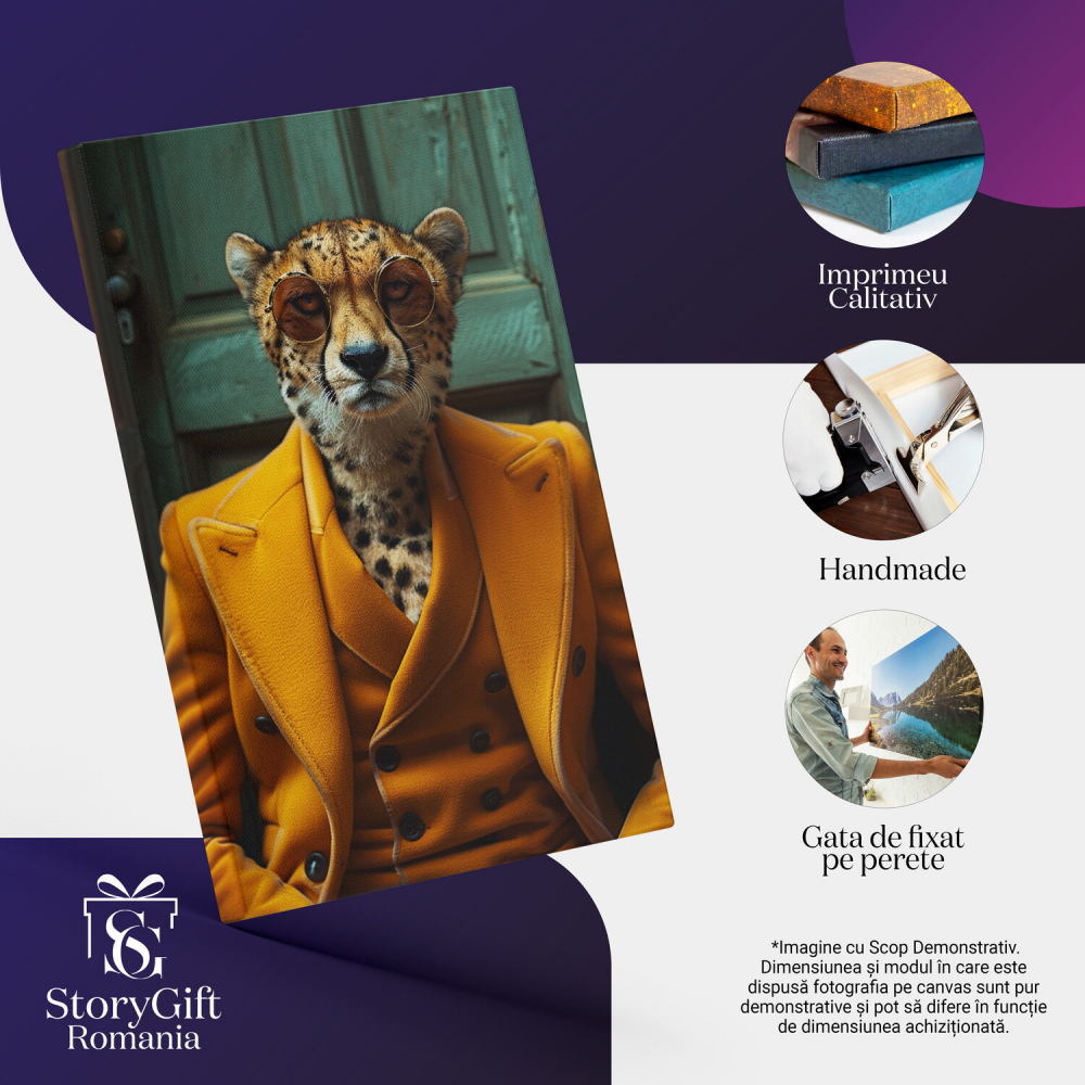 Mobster Leopard cu Ochelari de Soare - Pictură Digitală, Marime 40x25CM [2]