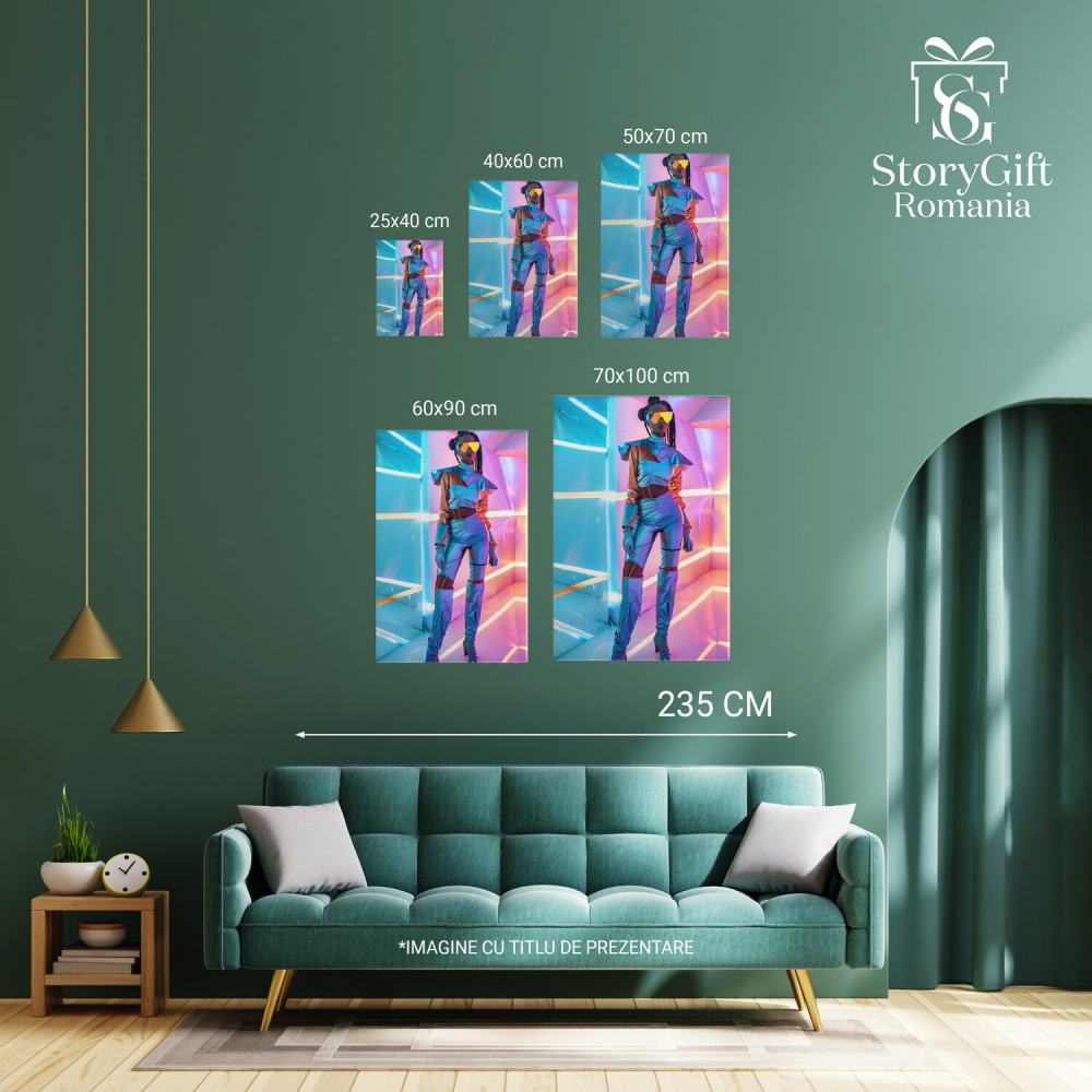 Tablou Canvas - Moda în Lumini Colorate: Manechin Feminin în Costum Reflectorizant, Marime 40x25CM [4]