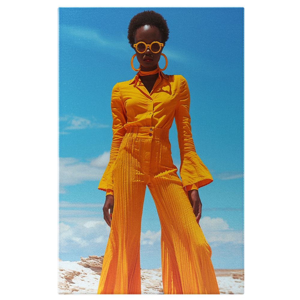 Femeie Africană în Costum Portocaliu - Pictură Digitală Stil Vechi, Marime 40x25CM [1]