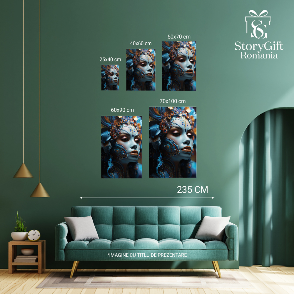 Tablou Canvas: Model colorat Albastru, intuneric, Albastru electric, Accesoriu de moda, Design vestimentar Pictura Digitala 70x50CM [4]