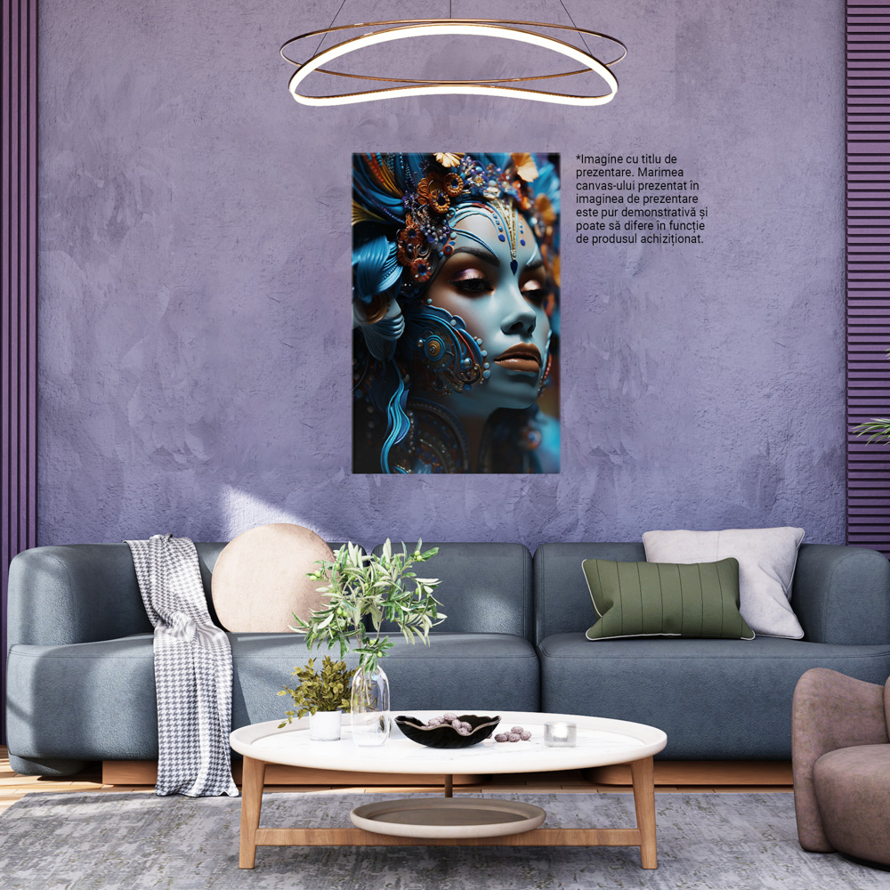 Tablou Canvas: Model colorat Albastru, intuneric, Albastru electric, Accesoriu de moda, Design vestimentar Pictura Digitala 70x50CM [3]