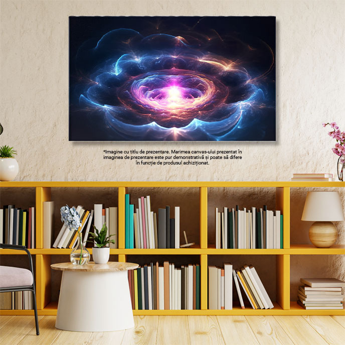 Tablou Canvas: Model cu molii colorate pe fundal negru cu stele - Pandantive lună 40x25CM [3]