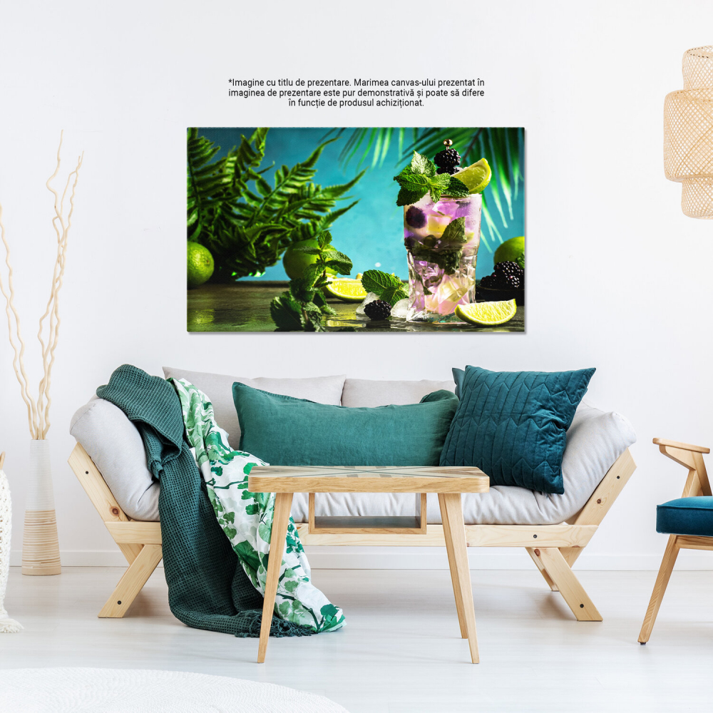 Tablou Canvas Mojito cu Mure: Răcoritor de Vară cu Lămâie și Mentă, Marime 40x25CM [3]