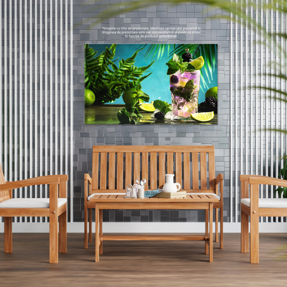 Tablou Canvas Mojito cu Mure: Răcoritor de Vară cu Lămâie și Mentă, Marime 40x25CM [4]