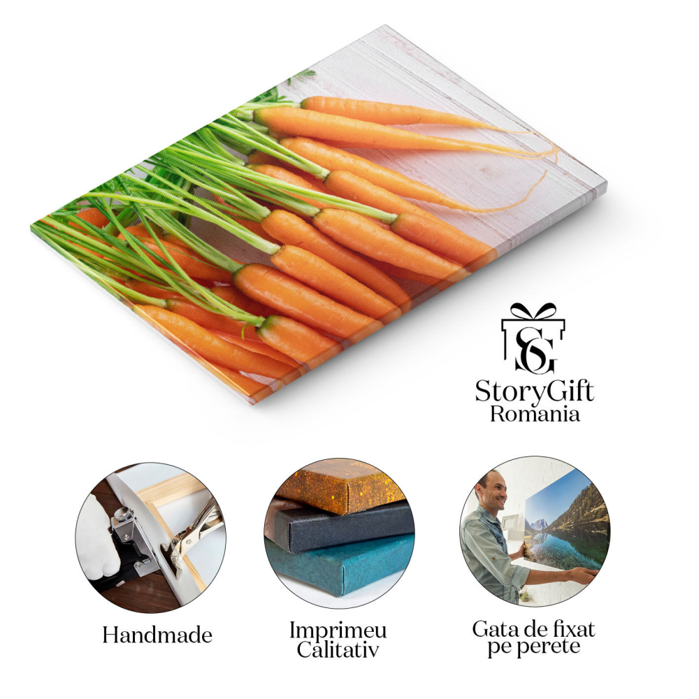 Tablou Canvas Morcov Proaspat si Dulce pe o Masa Gri, a, morcov, proaspat, dulce, masa 2051 40x25CM [2]