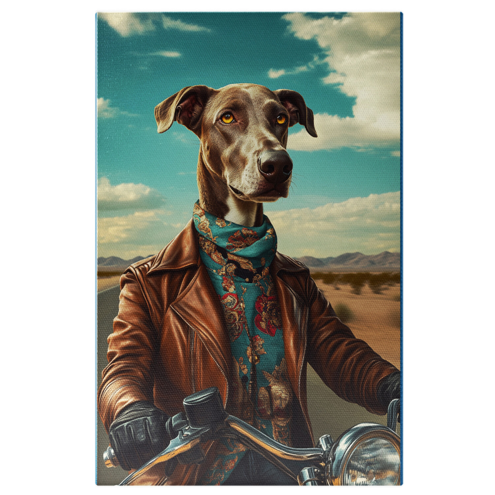  Tablou Canvas Personalizat Motociclist Pe Sosea Cu Motor VintageMarime 40x25CM [1]