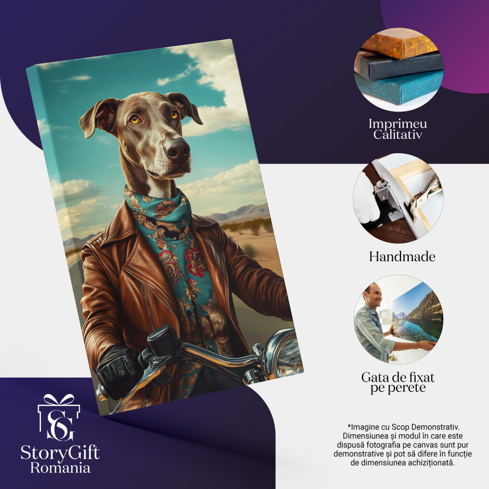  Tablou Canvas Personalizat Motociclist Pe Sosea Cu Motor VintageMarime 40x25CM [4]