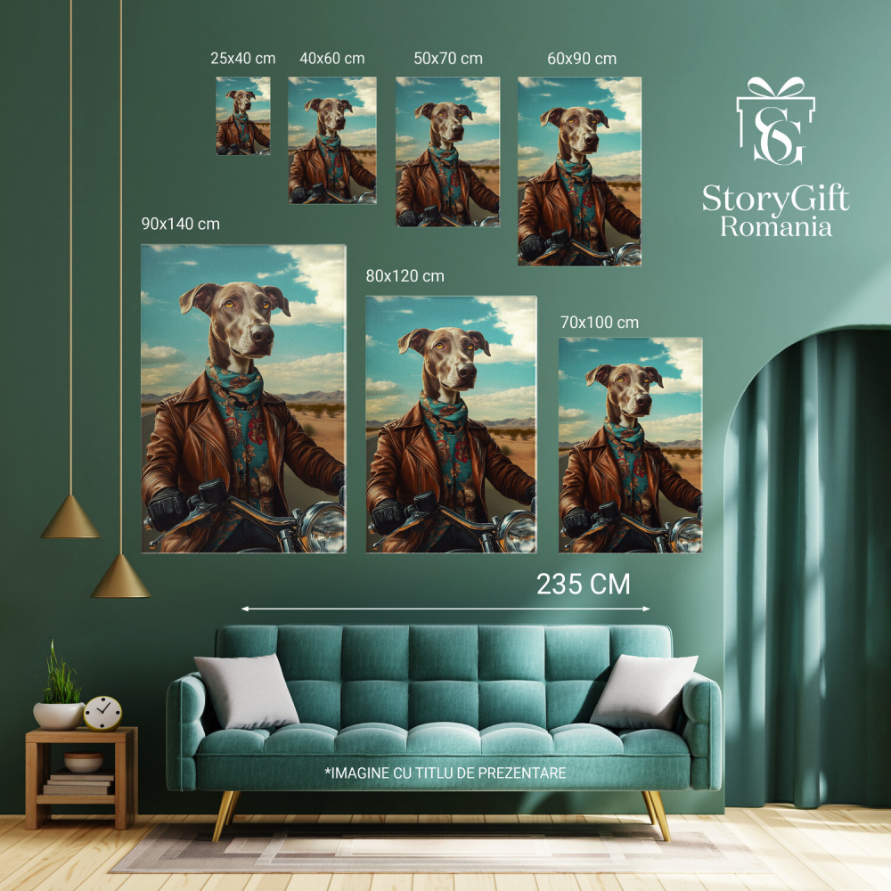  Tablou Canvas Personalizat Motociclist Pe Sosea Cu Motor VintageMarime 40x25CM [6]