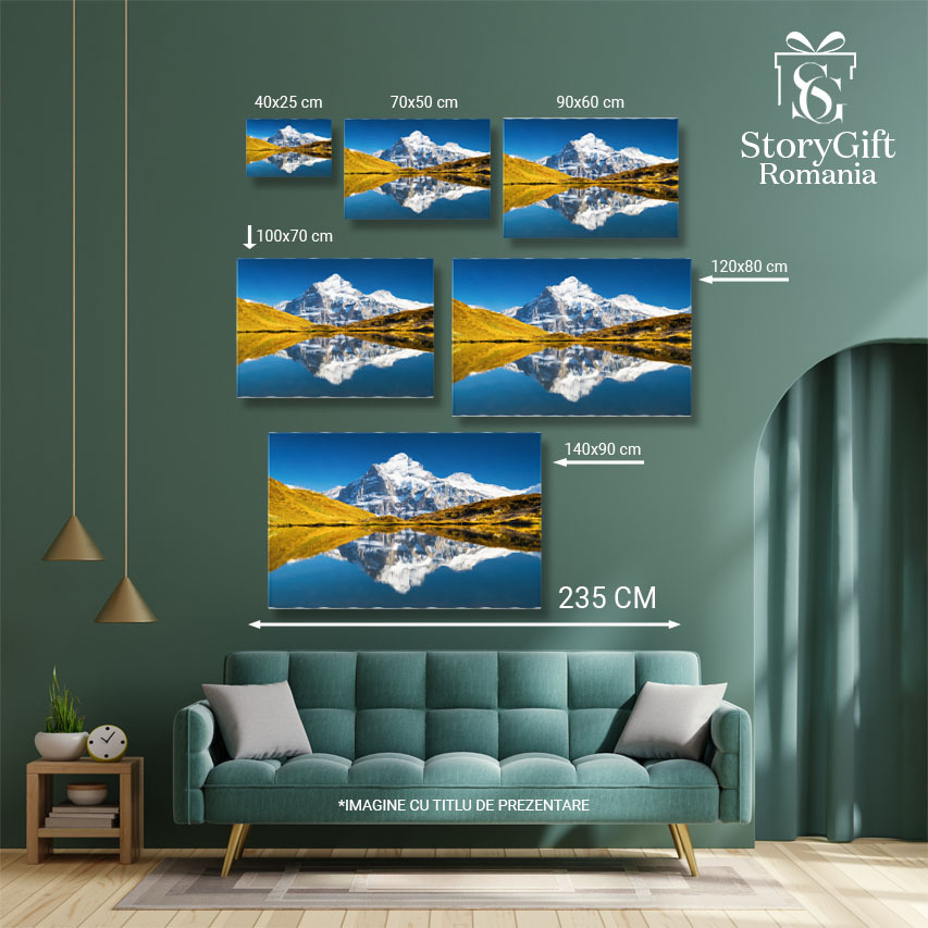 Tablou Canvas Munte Inalt si Reflectie pe Apa, mountain, peisaj, natura, reflectare 2349 40x25CM [5]